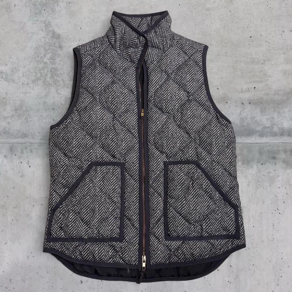 J Crew Herringbone Quilted Puffer Vest